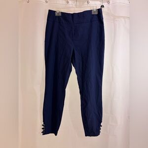 New York & Company Dark Navy Cropped Button-Hem Pants